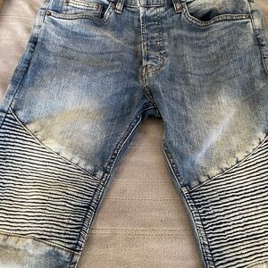 H&M Light Blue Slim Moto Jeans with Ribbed Knee Panels